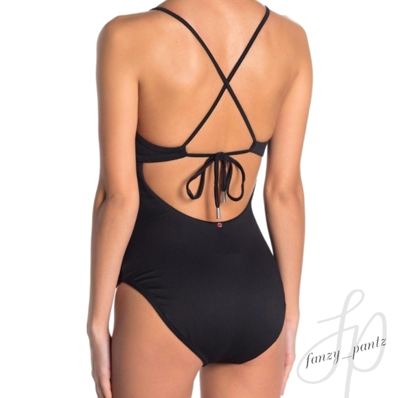 Red Carter Juanita One Piece Swimsuit NEW button front black - Picture 4 of 6